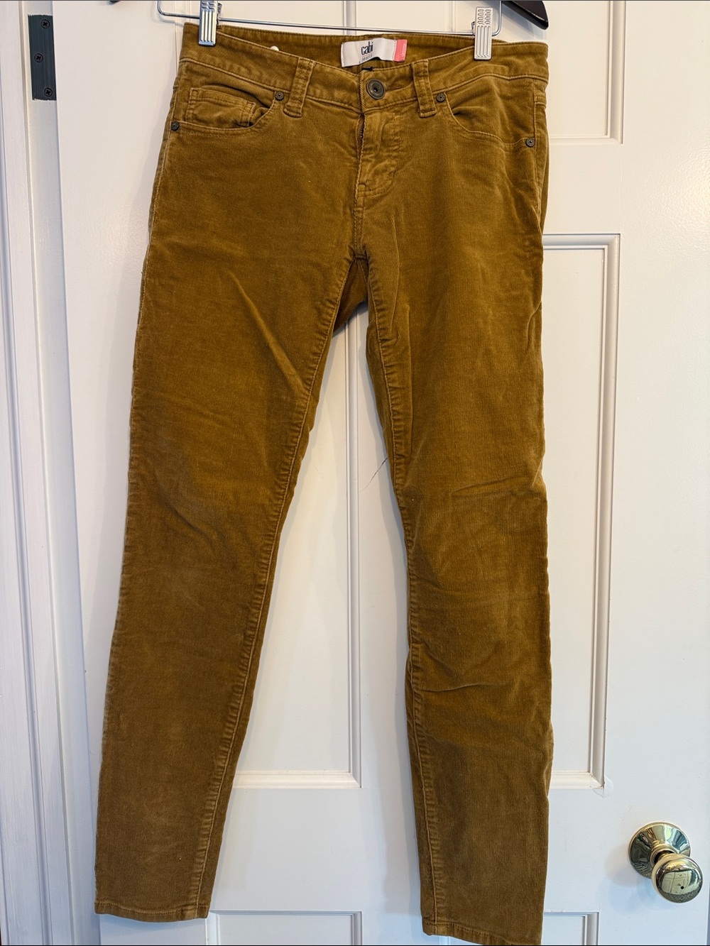 CAbi Women's Skinny Corduroy Pants in Mustard Brown